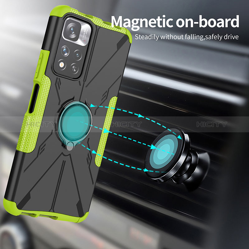 Custodia Silicone e Plastica Opaca Cover con Magnetico Anello Supporto JX1 per Xiaomi Mi 11i 5G (2022)