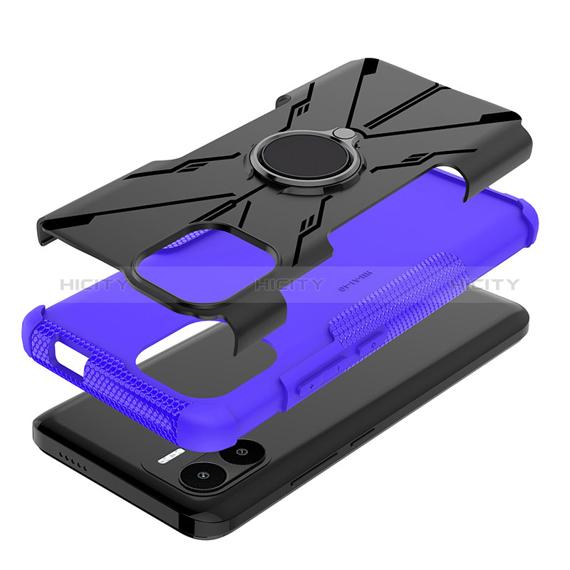 Custodia Silicone e Plastica Opaca Cover con Magnetico Anello Supporto JX1 per Xiaomi Poco C50