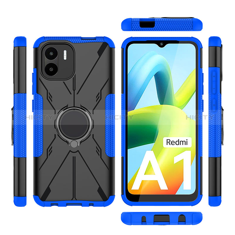 Custodia Silicone e Plastica Opaca Cover con Magnetico Anello Supporto JX1 per Xiaomi Poco C50