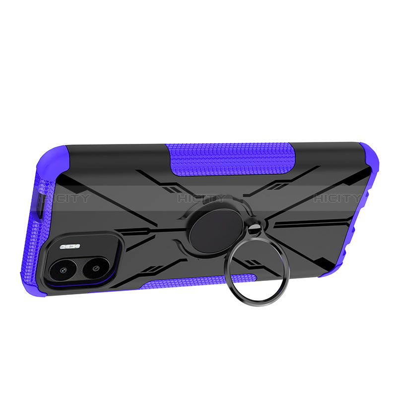 Custodia Silicone e Plastica Opaca Cover con Magnetico Anello Supporto JX1 per Xiaomi Poco C50