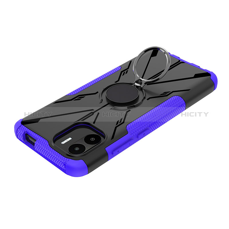 Custodia Silicone e Plastica Opaca Cover con Magnetico Anello Supporto JX1 per Xiaomi Poco C51