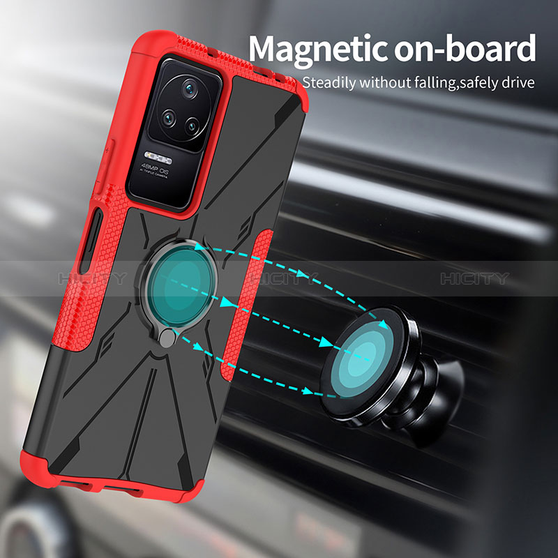 Custodia Silicone e Plastica Opaca Cover con Magnetico Anello Supporto JX1 per Xiaomi Poco F4 5G