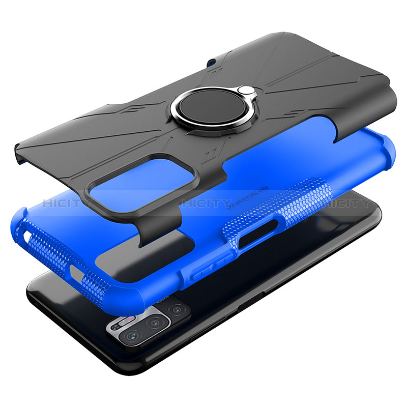 Custodia Silicone e Plastica Opaca Cover con Magnetico Anello Supporto JX1 per Xiaomi POCO M3 Pro 5G