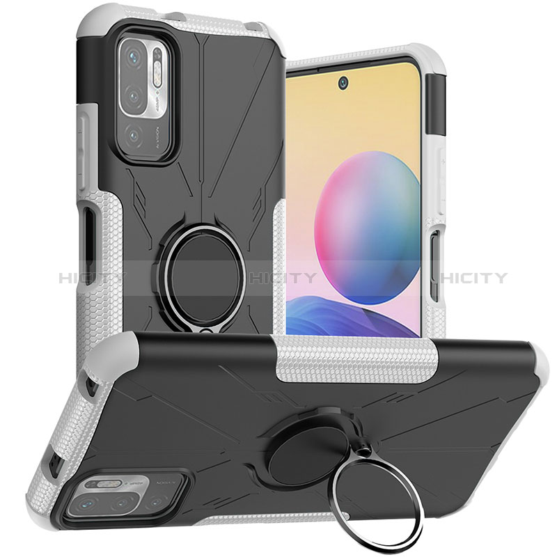 Custodia Silicone e Plastica Opaca Cover con Magnetico Anello Supporto JX1 per Xiaomi POCO M3 Pro 5G