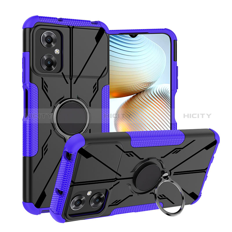 Custodia Silicone e Plastica Opaca Cover con Magnetico Anello Supporto JX1 per Xiaomi Poco M4 5G Viola