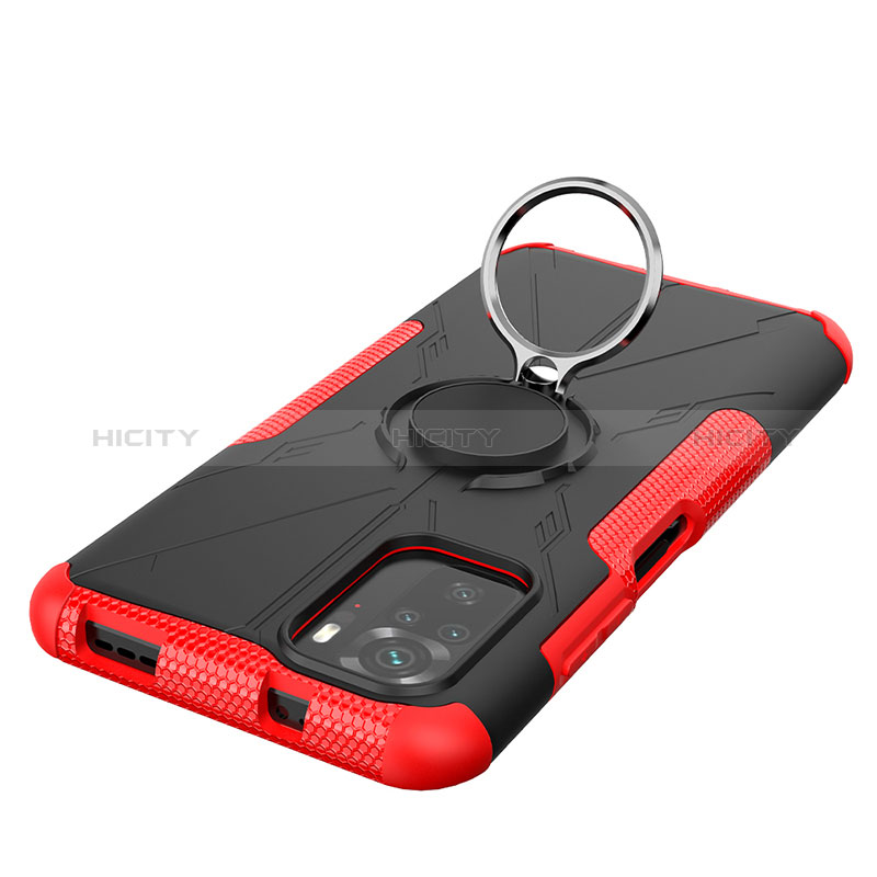 Custodia Silicone e Plastica Opaca Cover con Magnetico Anello Supporto JX1 per Xiaomi Poco M5S