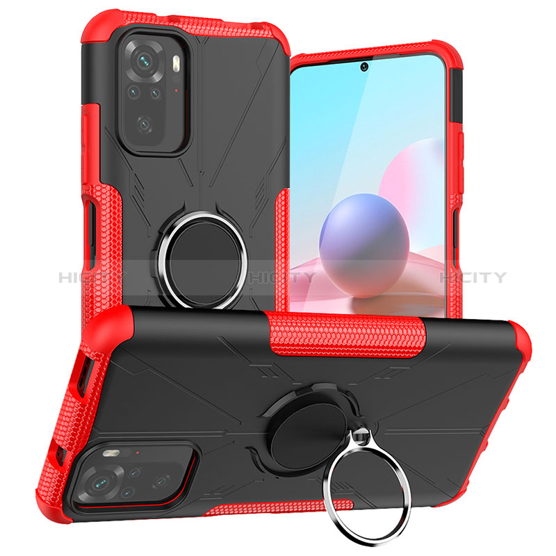 Custodia Silicone e Plastica Opaca Cover con Magnetico Anello Supporto JX1 per Xiaomi Poco M5S Rosso