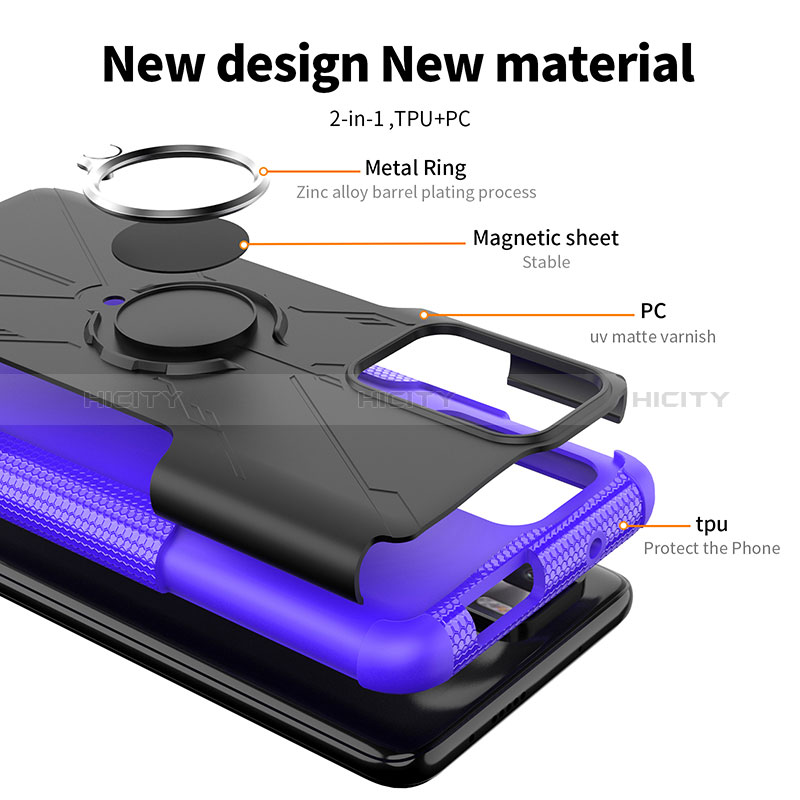Custodia Silicone e Plastica Opaca Cover con Magnetico Anello Supporto JX1 per Xiaomi Poco X3 GT 5G