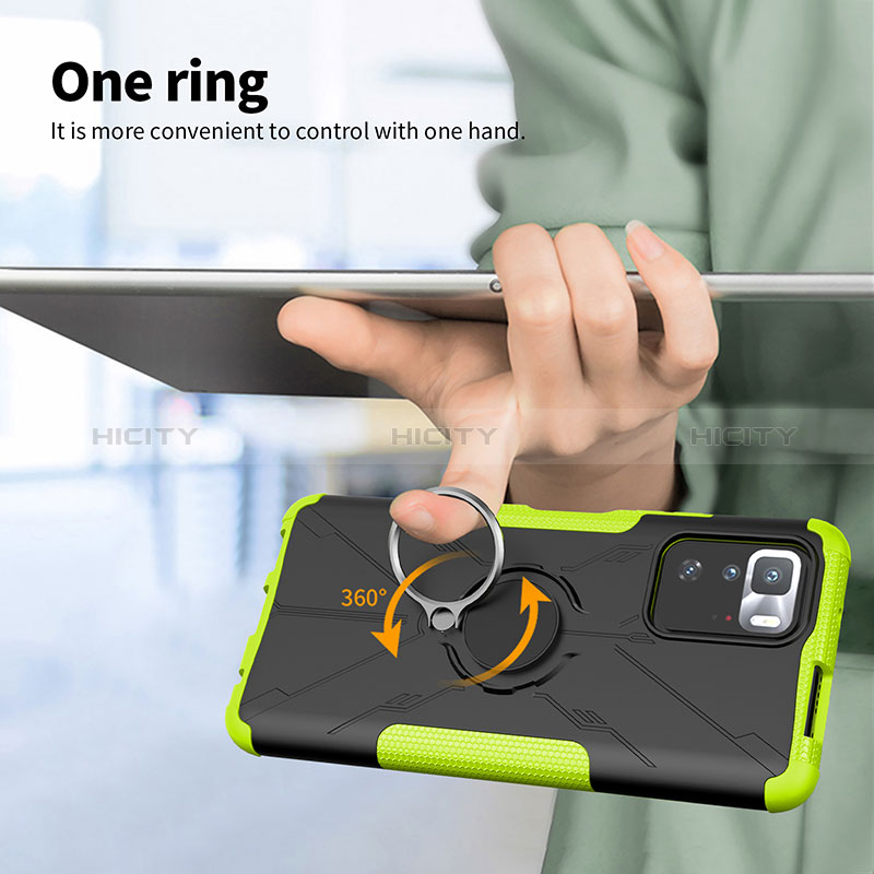 Custodia Silicone e Plastica Opaca Cover con Magnetico Anello Supporto JX1 per Xiaomi Poco X3 GT 5G