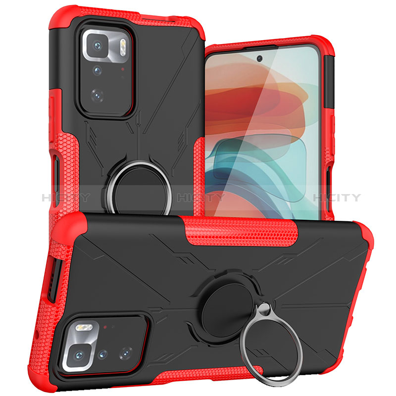 Custodia Silicone e Plastica Opaca Cover con Magnetico Anello Supporto JX1 per Xiaomi Poco X3 GT 5G Rosso