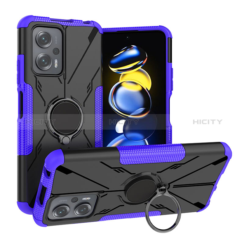 Custodia Silicone e Plastica Opaca Cover con Magnetico Anello Supporto JX1 per Xiaomi Poco X4 GT 5G Viola