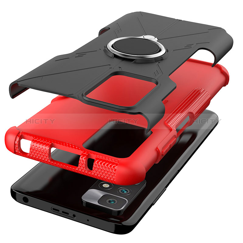 Custodia Silicone e Plastica Opaca Cover con Magnetico Anello Supporto JX1 per Xiaomi Redmi 10 (2022)