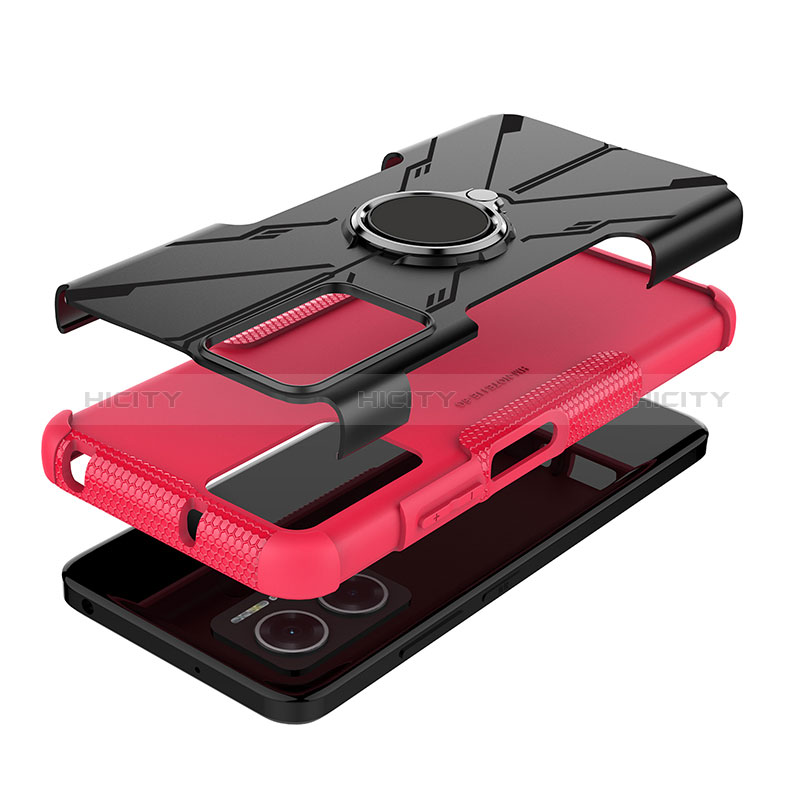 Custodia Silicone e Plastica Opaca Cover con Magnetico Anello Supporto JX1 per Xiaomi Redmi 10 5G