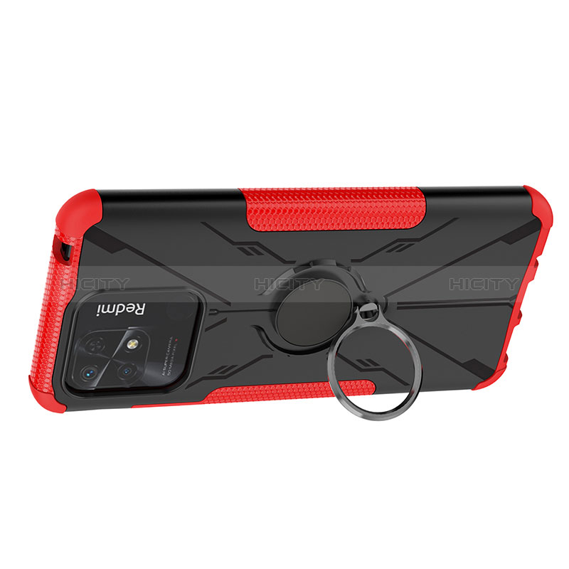 Custodia Silicone e Plastica Opaca Cover con Magnetico Anello Supporto JX1 per Xiaomi Redmi 10 Power