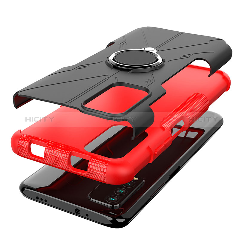 Custodia Silicone e Plastica Opaca Cover con Magnetico Anello Supporto JX1 per Xiaomi Redmi 9 Power