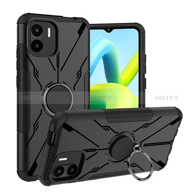 Custodia Silicone e Plastica Opaca Cover con Magnetico Anello Supporto JX1 per Xiaomi Redmi A1 Nero