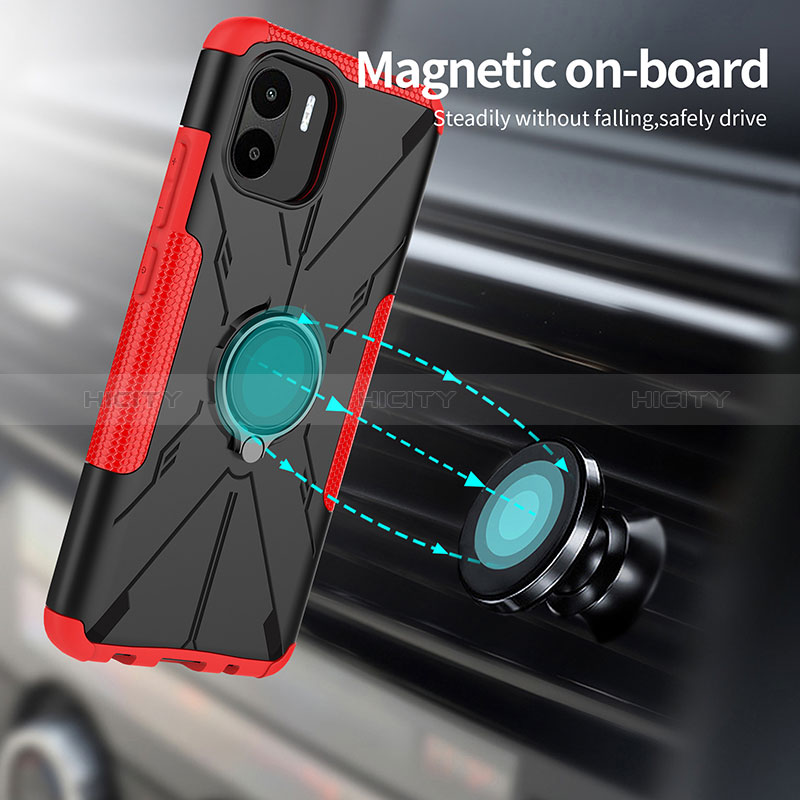 Custodia Silicone e Plastica Opaca Cover con Magnetico Anello Supporto JX1 per Xiaomi Redmi A2 Plus