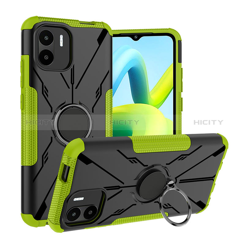 Custodia Silicone e Plastica Opaca Cover con Magnetico Anello Supporto JX1 per Xiaomi Redmi A2 Plus Verde