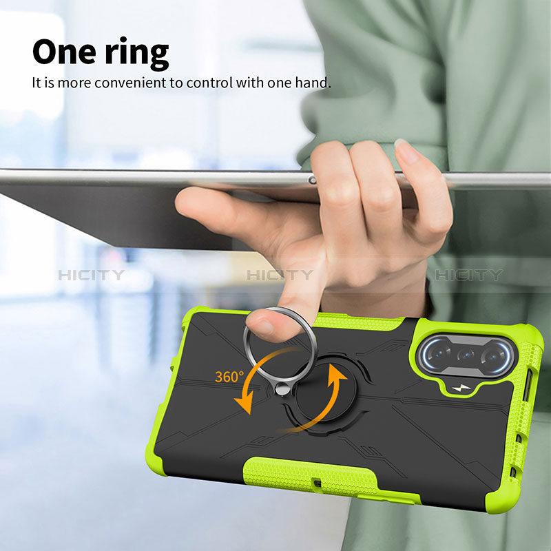 Custodia Silicone e Plastica Opaca Cover con Magnetico Anello Supporto JX1 per Xiaomi Redmi K40 Gaming 5G