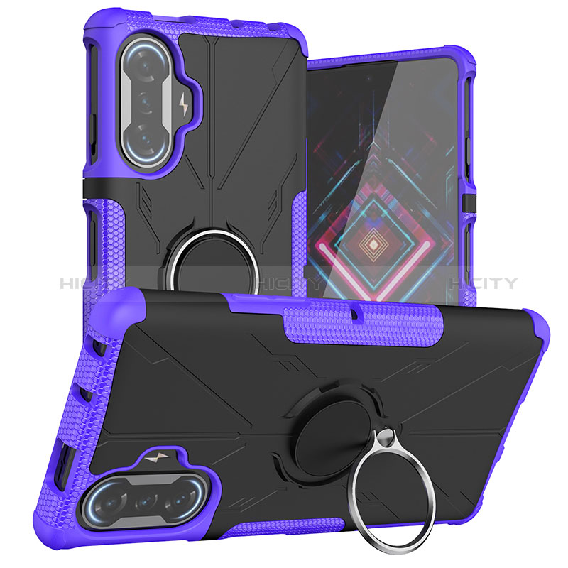 Custodia Silicone e Plastica Opaca Cover con Magnetico Anello Supporto JX1 per Xiaomi Redmi K40 Gaming 5G