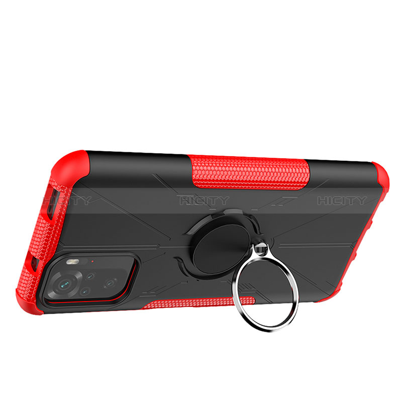 Custodia Silicone e Plastica Opaca Cover con Magnetico Anello Supporto JX1 per Xiaomi Redmi Note 10 4G