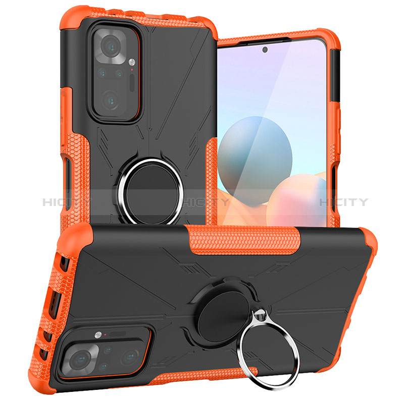 Custodia Silicone e Plastica Opaca Cover con Magnetico Anello Supporto JX1 per Xiaomi Redmi Note 10 Pro 4G