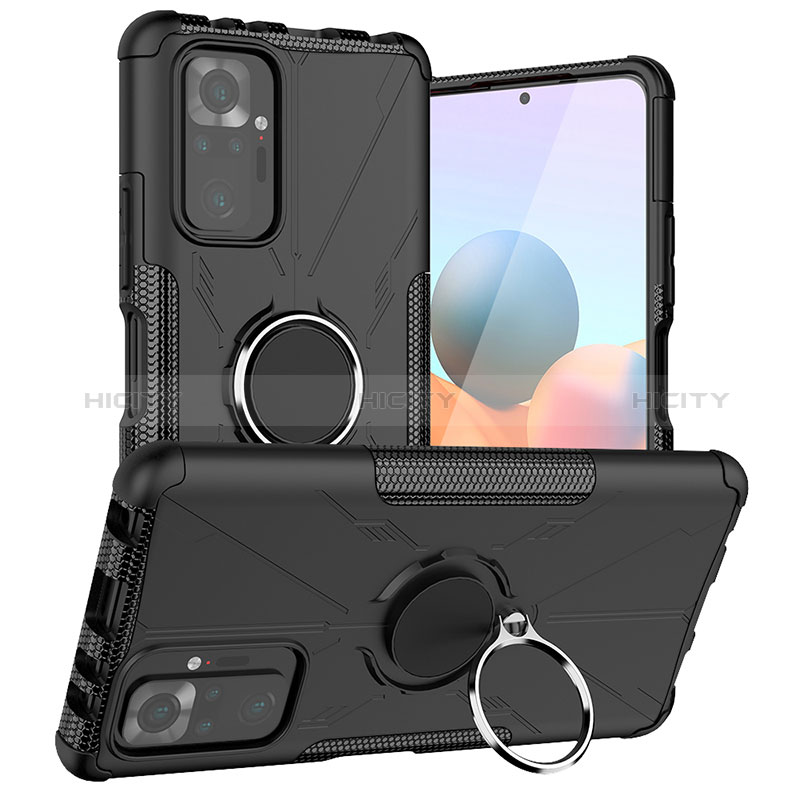 Custodia Silicone e Plastica Opaca Cover con Magnetico Anello Supporto JX1 per Xiaomi Redmi Note 10 Pro Max