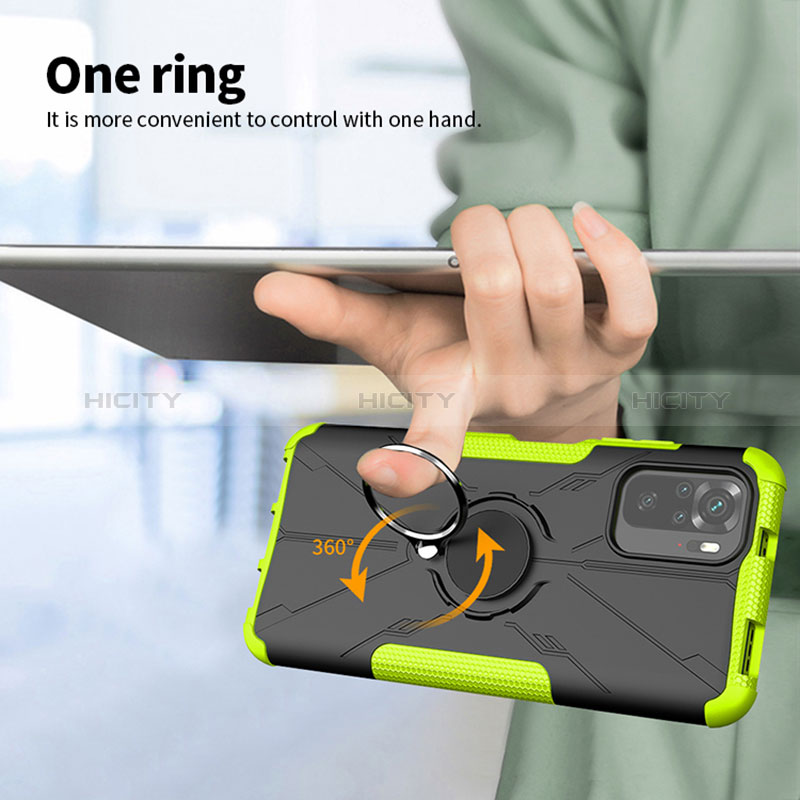 Custodia Silicone e Plastica Opaca Cover con Magnetico Anello Supporto JX1 per Xiaomi Redmi Note 10S 4G