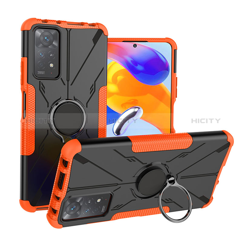Custodia Silicone e Plastica Opaca Cover con Magnetico Anello Supporto JX1 per Xiaomi Redmi Note 11 Pro 5G