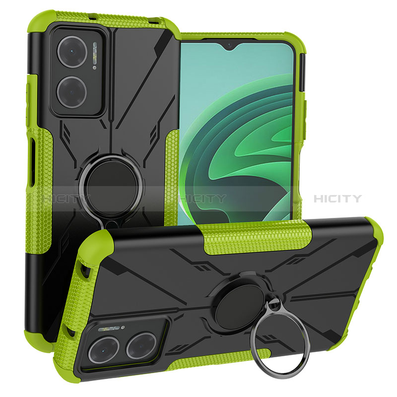 Custodia Silicone e Plastica Opaca Cover con Magnetico Anello Supporto JX1 per Xiaomi Redmi Note 11E 5G Verde