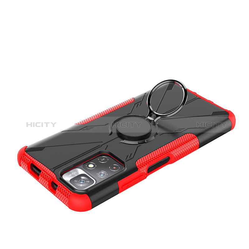 Custodia Silicone e Plastica Opaca Cover con Magnetico Anello Supporto JX1 per Xiaomi Redmi Note 11T 5G