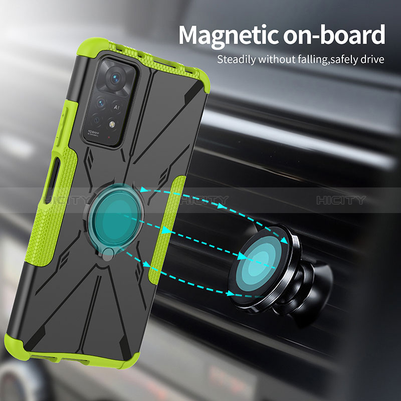 Custodia Silicone e Plastica Opaca Cover con Magnetico Anello Supporto JX1 per Xiaomi Redmi Note 12 Pro 4G