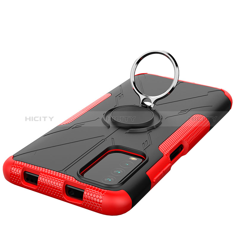 Custodia Silicone e Plastica Opaca Cover con Magnetico Anello Supporto JX1 per Xiaomi Redmi Note 9 4G