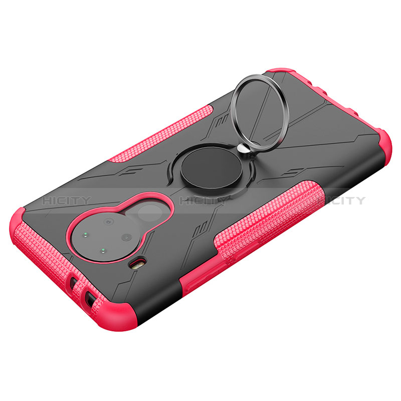 Custodia Silicone e Plastica Opaca Cover con Magnetico Anello Supporto JX2 per Nokia 5.4