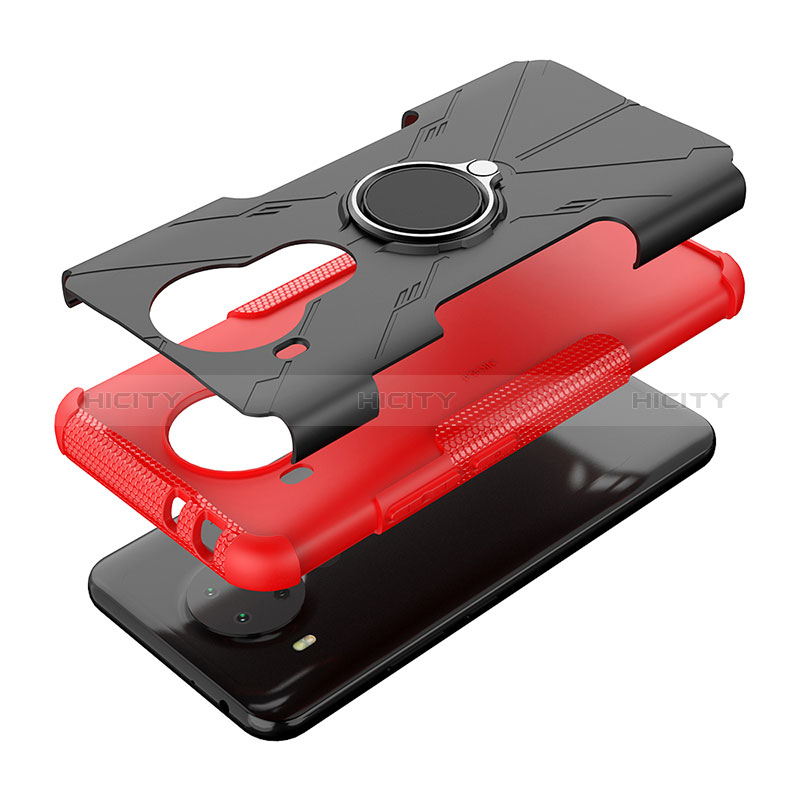 Custodia Silicone e Plastica Opaca Cover con Magnetico Anello Supporto JX2 per Nokia 5.4