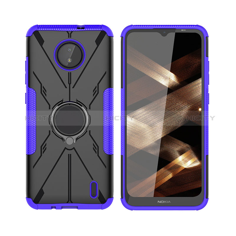 Custodia Silicone e Plastica Opaca Cover con Magnetico Anello Supporto JX2 per Nokia C20 Viola