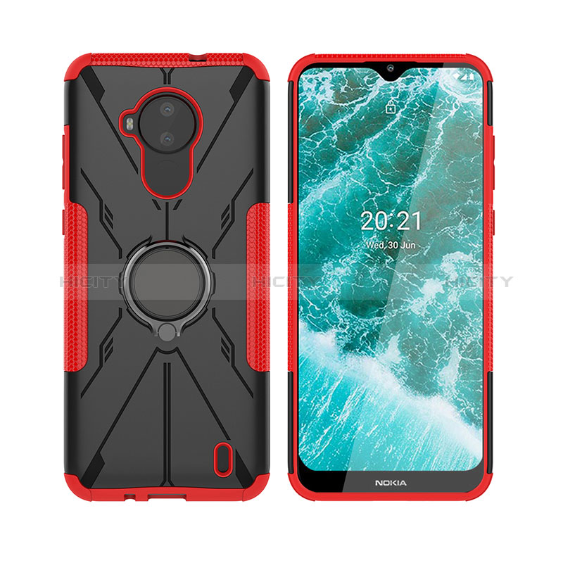 Custodia Silicone e Plastica Opaca Cover con Magnetico Anello Supporto JX2 per Nokia C30