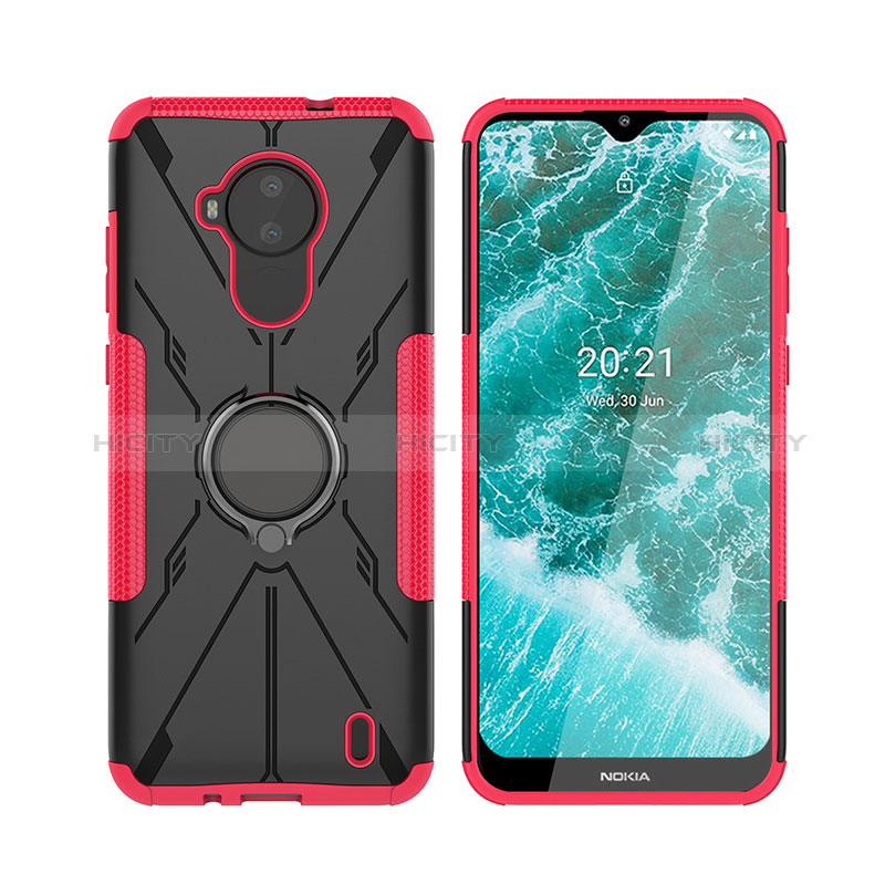 Custodia Silicone e Plastica Opaca Cover con Magnetico Anello Supporto JX2 per Nokia C30