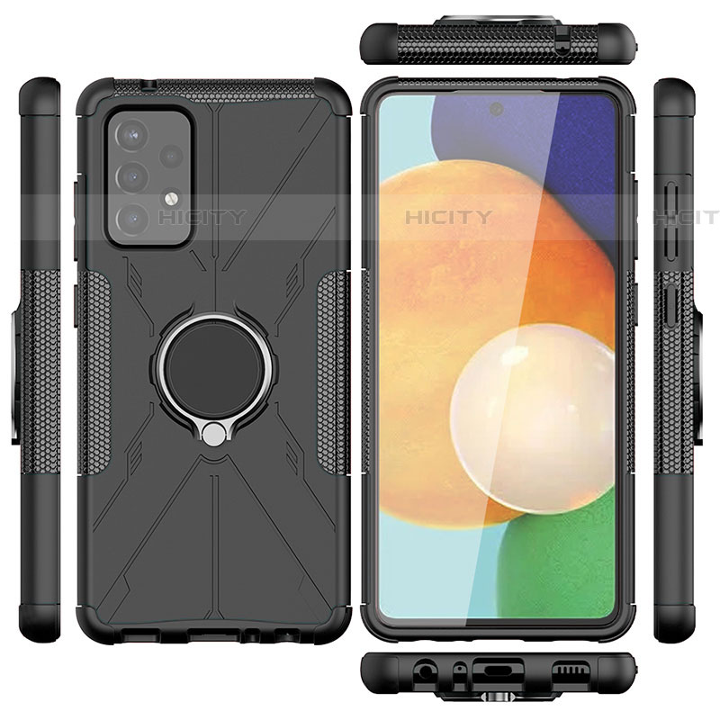 Custodia Silicone e Plastica Opaca Cover con Magnetico Anello Supporto JX2 per Samsung Galaxy A72 4G