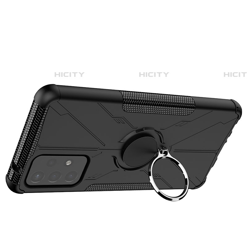 Custodia Silicone e Plastica Opaca Cover con Magnetico Anello Supporto JX2 per Samsung Galaxy A72 4G Nero