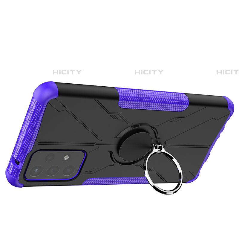 Custodia Silicone e Plastica Opaca Cover con Magnetico Anello Supporto JX2 per Samsung Galaxy A72 4G Viola