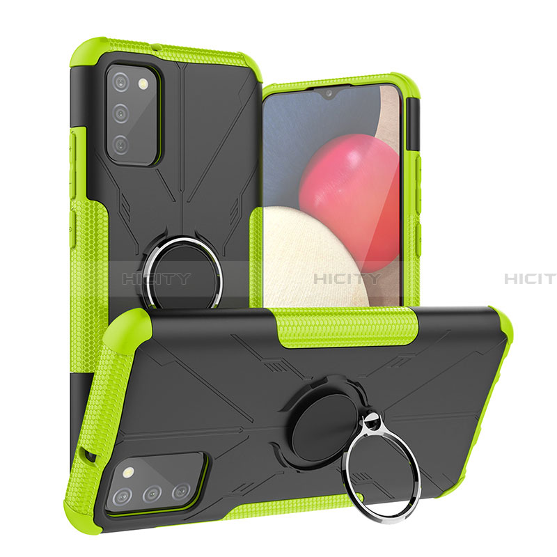 Custodia Silicone e Plastica Opaca Cover con Magnetico Anello Supporto JX2 per Samsung Galaxy F02S SM-E025F Verde