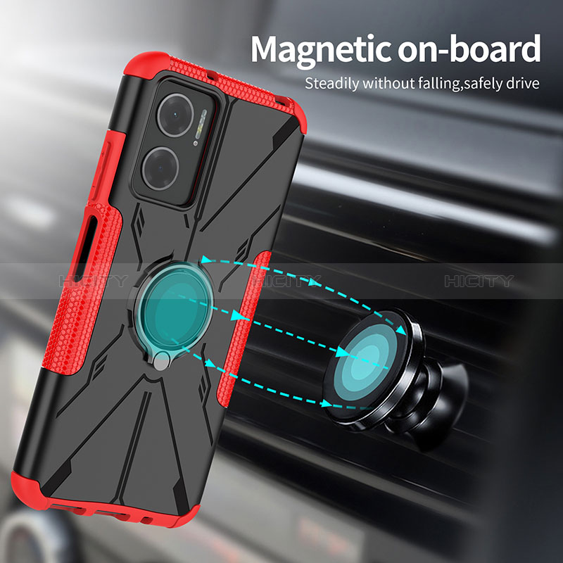 Custodia Silicone e Plastica Opaca Cover con Magnetico Anello Supporto JX2 per Xiaomi Redmi 10 5G