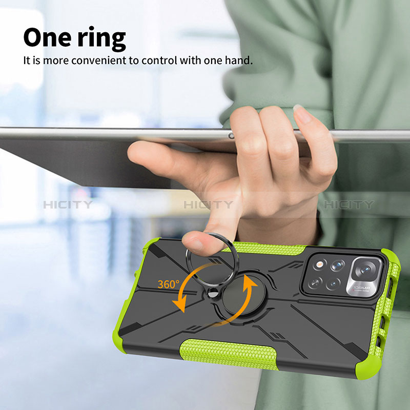 Custodia Silicone e Plastica Opaca Cover con Magnetico Anello Supporto JX2 per Xiaomi Redmi Note 11 Pro+ Plus 5G