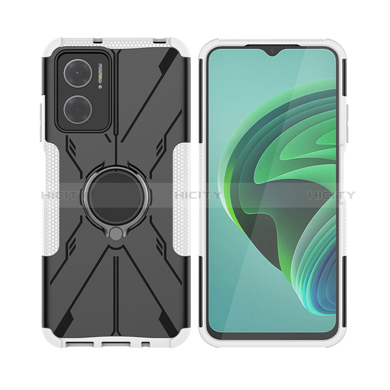 Custodia Silicone e Plastica Opaca Cover con Magnetico Anello Supporto JX2 per Xiaomi Redmi Note 11E 5G Argento