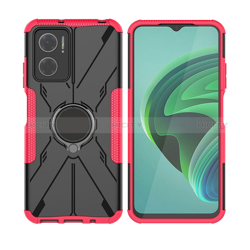 Custodia Silicone e Plastica Opaca Cover con Magnetico Anello Supporto JX2 per Xiaomi Redmi Note 11E 5G Rosa Caldo