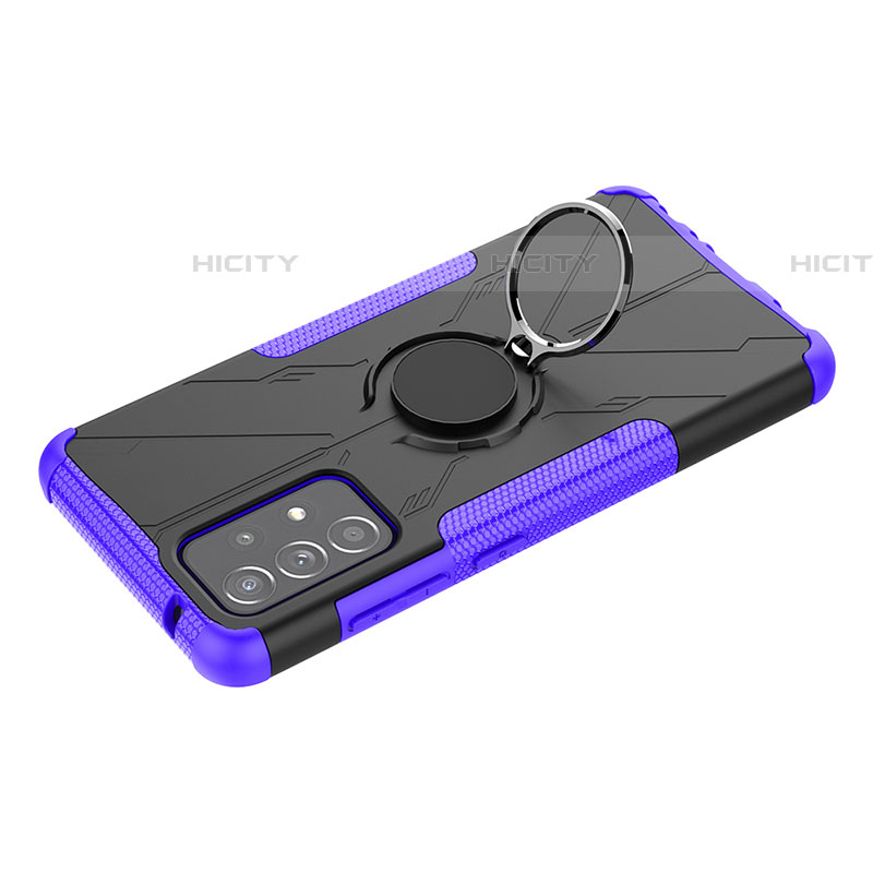 Custodia Silicone e Plastica Opaca Cover con Magnetico Anello Supporto JX3 per Samsung Galaxy A52 4G Viola