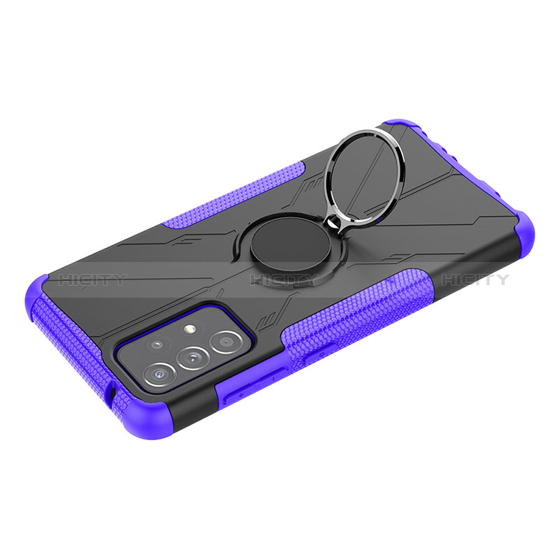 Custodia Silicone e Plastica Opaca Cover con Magnetico Anello Supporto JX3 per Samsung Galaxy A52s 5G Viola