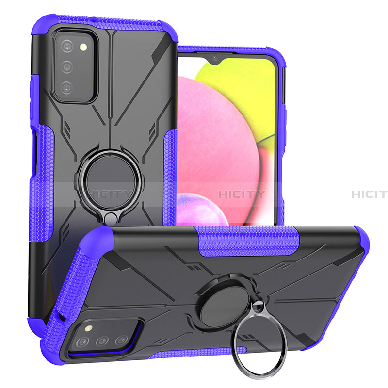 Custodia Silicone e Plastica Opaca Cover con Magnetico Anello Supporto JX3 per Samsung Galaxy F02S SM-E025F Viola