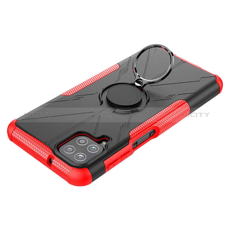 Custodia Silicone e Plastica Opaca Cover con Magnetico Anello Supporto JX3 per Samsung Galaxy M12 Rosso